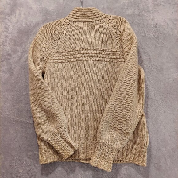 Eddie Bauer Womens M Beige Wool Cardigan Pockets Zip Textured Cuffs Boho Beachy - Picture 5 of 16